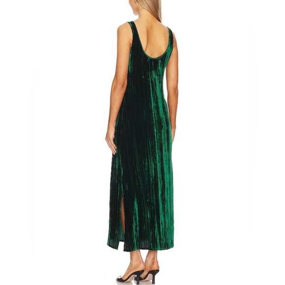 Enza Costa Silk Textured Velvet Tank Dress in Malachite Green New Sz Small Party - Picture 3 of 4